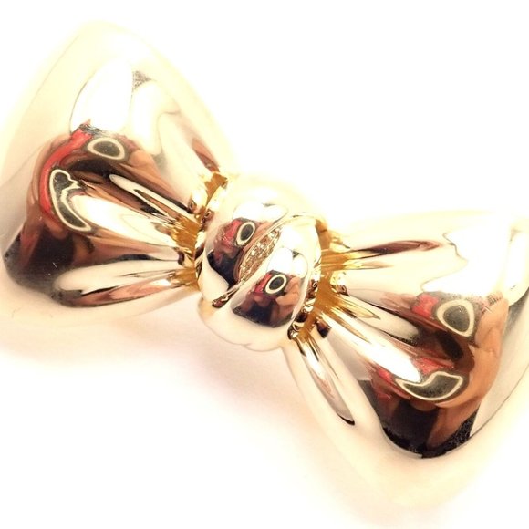 Rare! Authentic Van Cleef & Arpels 18k Yellow Gold Bow Design Pin Brooch - Picture 9 of 11